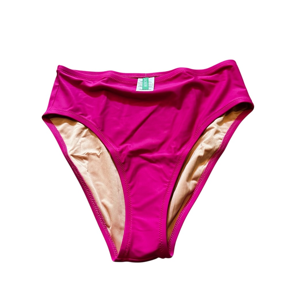 J.Crew High-Waisted Bikini Bottom Swimsuit Hot Pink Full Coverage Size M - Picture 2 of 6